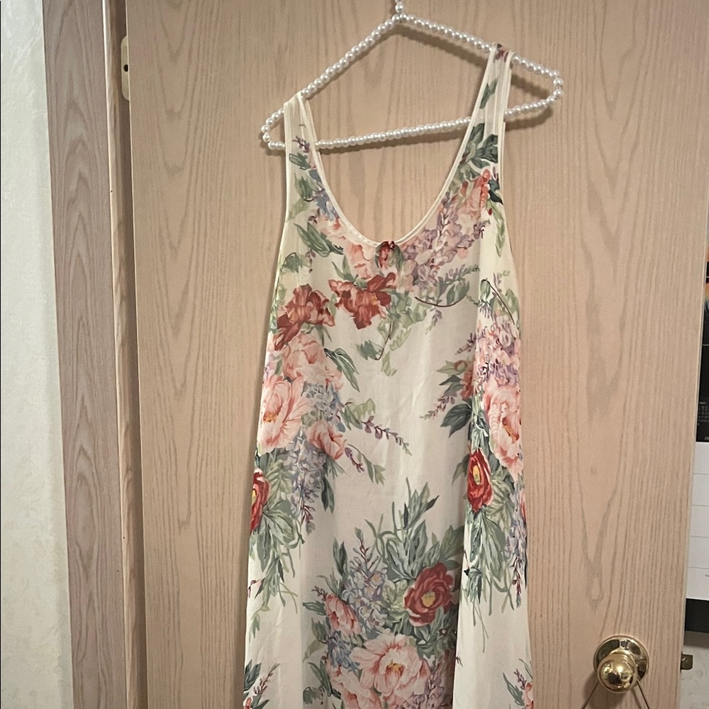 Floral Lingerie Dress - Cream and Pink